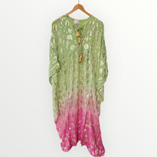 Lade das Bild in den Galerie-Viewer, Damen Boho Sommer Ibiza Kaftan Kleid mit Goldprint