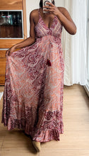 Load image into Gallery viewer, Boho silk backless maxi dress