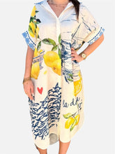 Lade das Bild in den Galerie-Viewer, Damen Sommer bedrucktes Hemdblusenkleid - Made in Italy