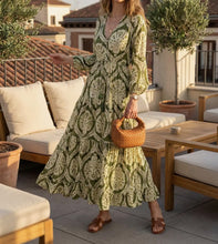 Lade das Bild in den Galerie-Viewer, Damen Sommer Boho Seide Maxikleid