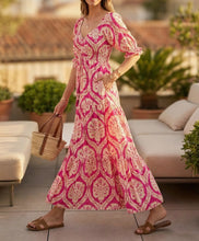 Carica l'immagine nel visualizzatore di Gallery, Damen Boho Seide Maxikleid