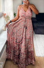 Load image into Gallery viewer, Boho silk backless maxi dress
