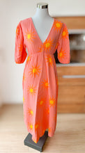 Afbeelding in Gallery-weergave laden, Damen Musselin Maxikleid Sonne Orange