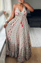 Load image into Gallery viewer, Boho silk backless maxi dress