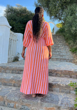 Afbeelding in Gallery-weergave laden, Damen Musselin Sommer Maxikleid mit bunten Streifen