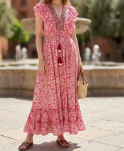Carica l'immagine nel visualizzatore di Gallery, Damen Sommer Ibiza Boho Seide Maxikleid