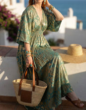 Charger l'image dans la galerie, Damen Sommer Seide Boho Maxikleid