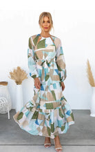 Load image into Gallery viewer, Women's Printed Maxi Dress with Long Sleeves