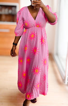 Afbeelding in Gallery-weergave laden, Damen Musselin Maxikleid Sonne Pink