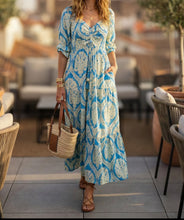 Carica l'immagine nel visualizzatore di Gallery, Damen Boho Seide Maxikleid