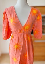Afbeelding in Gallery-weergave laden, Damen Musselin Maxikleid Sonne Orange