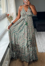 Load image into Gallery viewer, Boho silk backless maxi dress