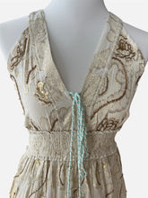 Carica l'immagine nel visualizzatore di Gallery, Damen Boho Sommer Maxikleid mit Goldstickerei