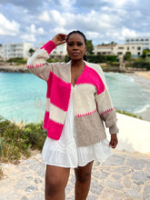 Charger l'image dans la galerie, Damen Herbst Winter Strickjacke mit Blockstreifen - Made in Italy