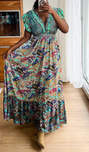 Afbeelding in Gallery-weergave laden, Gold & Silver Boho Maxikleid mit V-Ausschnitt