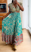 Afbeelding in Gallery-weergave laden, Gold & Silver Boho Maxikleid mit V-Ausschnitt