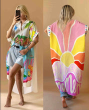 Charger l'image dans la galerie, Damen Sommer bedrucktes Hemdblusenkleid - Made in Italy