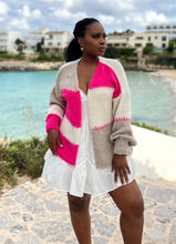 Charger l'image dans la galerie, Damen Herbst Winter Strickjacke mit Blockstreifen - Made in Italy