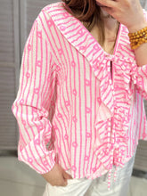 Afbeelding in Gallery-weergave laden, Musselin Blumen Bluse mit Rüschen Made in Italy