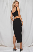 Load image into Gallery viewer, Women's ribbed cut out midi knit dress with side cut