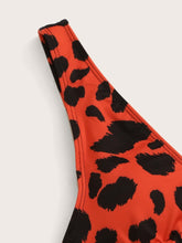 Lade das Bild in den Galerie-Viewer, Badeanzug mit rotem Leopardenmuster