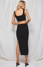 Load image into Gallery viewer, Women's ribbed cut out midi knit dress with side cut