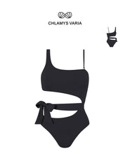 Lade das Bild in den Galerie-Viewer, Asymmetrischer Badeanzug mit Bindegürtel