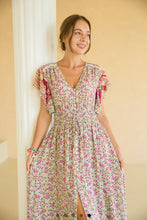 Charger l'image dans la galerie, Boho Maxikleid mit Rüschenärmeln