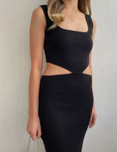 Load image into Gallery viewer, Women's ribbed cut out midi knit dress with side cut