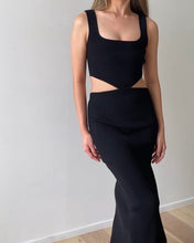 Load image into Gallery viewer, Women's ribbed cut out midi knit dress with side cut