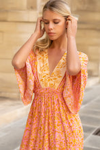 Afbeelding in Gallery-weergave laden, Boho Kaftan Maxikleid mit orientalischen Blumen