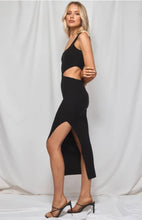Load image into Gallery viewer, Women's ribbed cut out midi knit dress with side cut