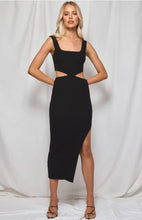 Load image into Gallery viewer, Women's ribbed cut out midi knit dress with side cut