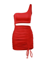 Afbeelding in Gallery-weergave laden, Bodycon-Kleid mit einer Schulter und ausgeschnittener Taille