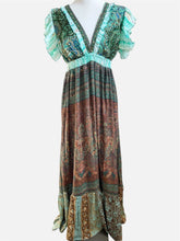 Afbeelding in Gallery-weergave laden, Gold &amp; Silver Boho Maxikleid mit V-Ausschnitt
