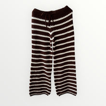 Lade das Bild in den Galerie-Viewer, Damen Herbst Winter Gestreifte Strickhose mit Gummibund - Braun / Weiß
