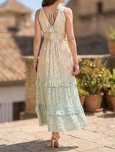 Carica l'immagine nel visualizzatore di Gallery, Damen Boho Sommer Maxikleid mit Goldstickerei
