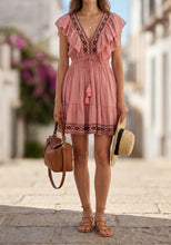 Carica l'immagine nel visualizzatore di Gallery, Damen Sommer Ibiza Boho Minikleid
