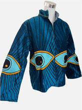 Afbeelding in Gallery-weergave laden, Blaue Boho Samt Suzani Jacke mit Evil Eye Stickerei

