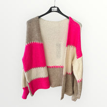 Carregar imagem no visualizador da galeria, Damen Strickjacke mit Blockstreifen - Made in Italy
