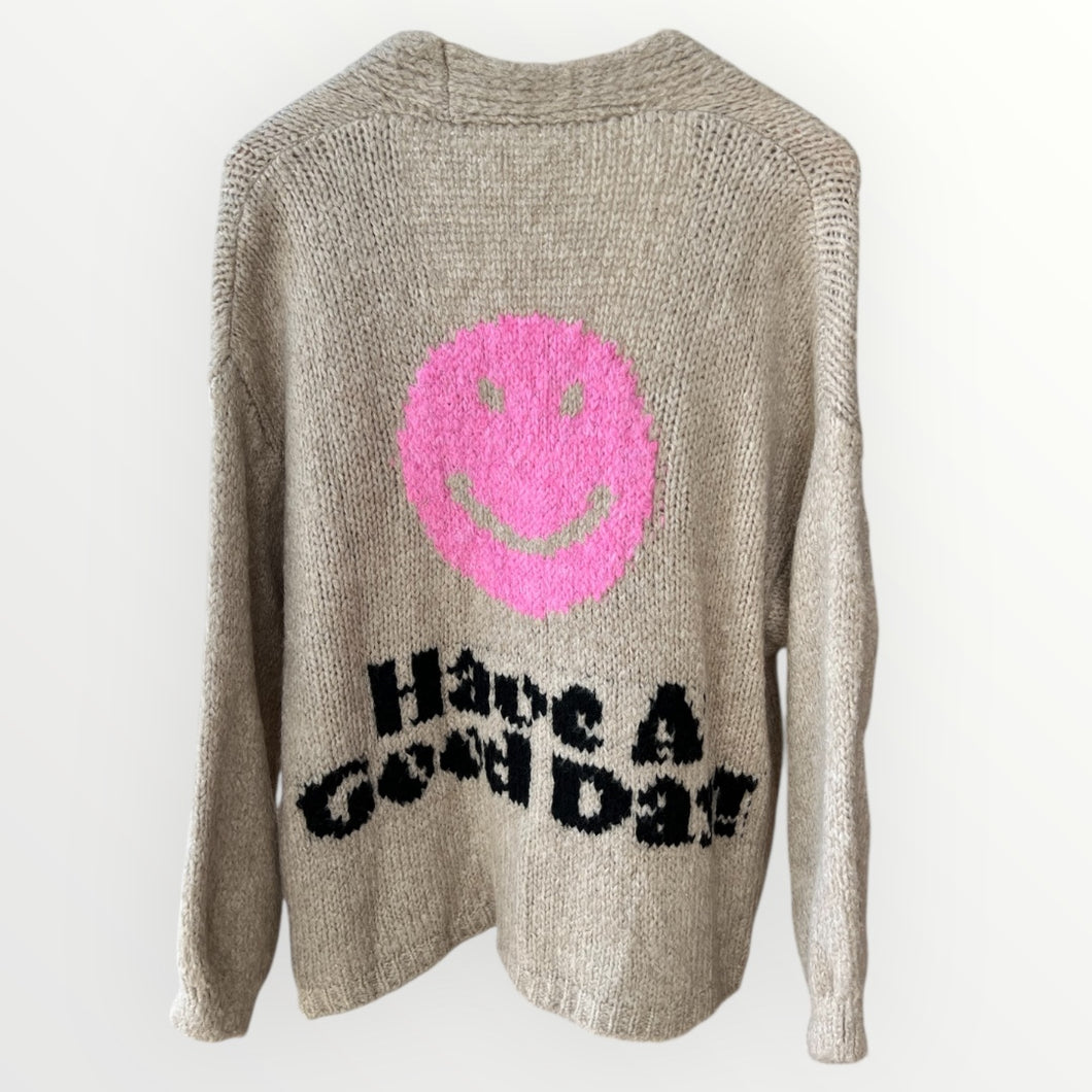 Damen Strickjacke Have a Good Day-Made in Italy