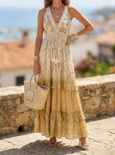 Carica l'immagine nel visualizzatore di Gallery, Damen Boho Sommer Maxikleid mit Goldstickerei
