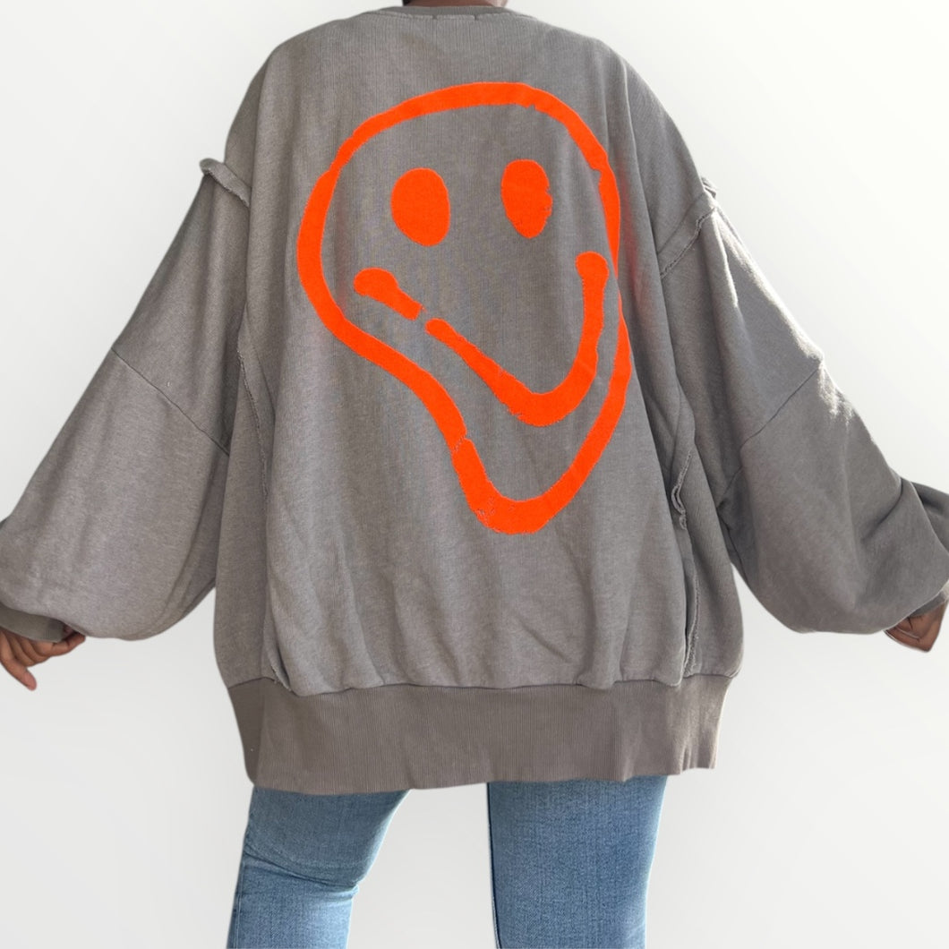 Damen Herbst Winter Oversized Smile Sweatshirt - Made in Italy