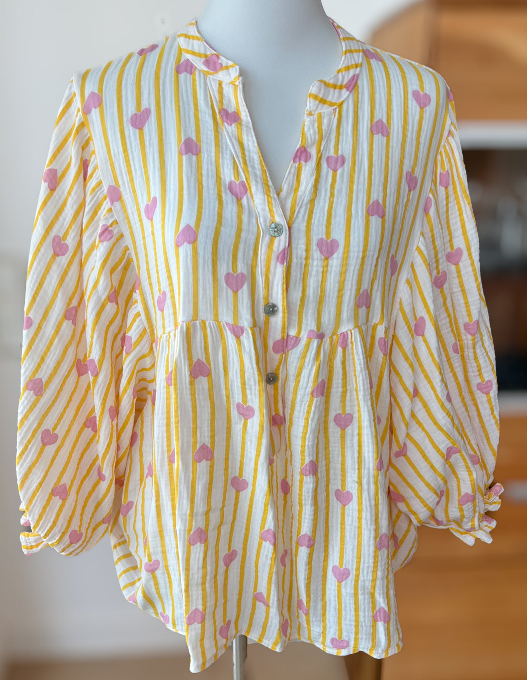 Musselin Herz Bluse Made in Italy