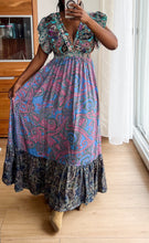 Afbeelding in Gallery-weergave laden, Gold &amp; Silver Boho Maxikleid mit V-Ausschnitt
