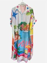 Charger l'image dans la galerie, Damen Sommer bedrucktes Hemdblusenkleid - Made in Italy
