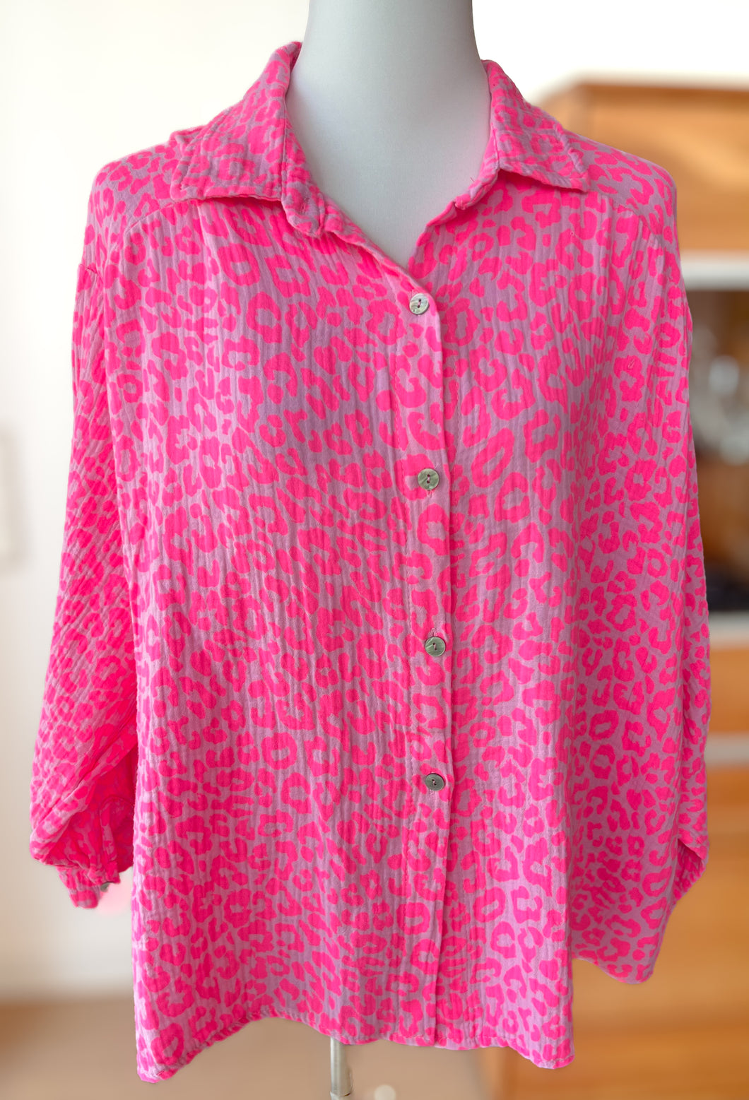 Musselin Bluse Leo Pink Made in Italy