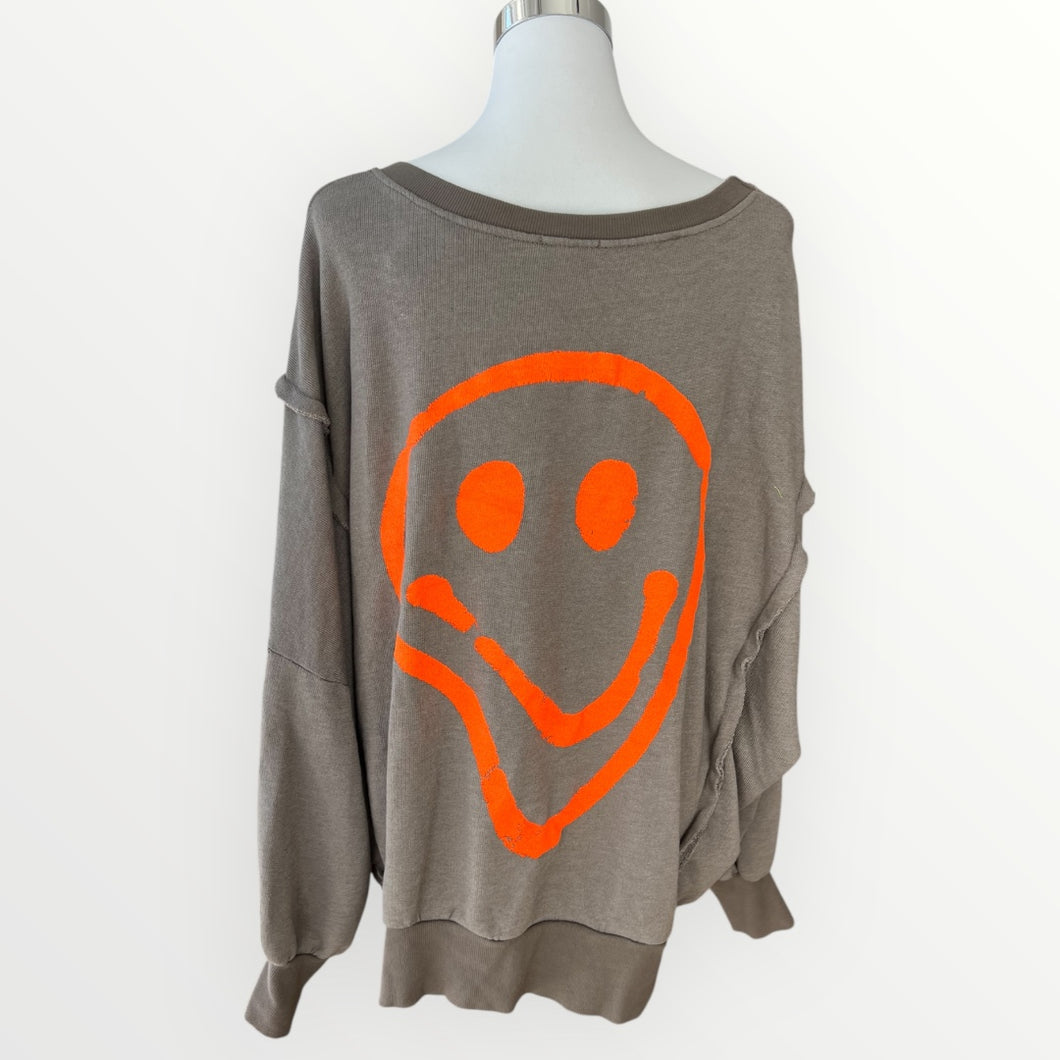 Damen Oversized Smile Sweatshirt - Made in Italy