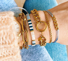 Carica l&#39;immagine nel visualizzatore di Gallery, STAHLKETTENARMBAND „XL“ MIT GROßEM RUNDEN VERSCHLUSS - GOLD
